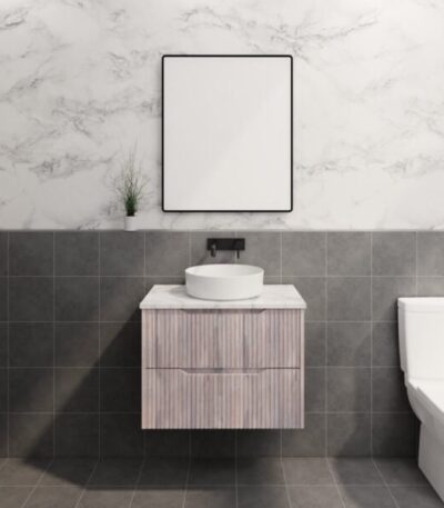 ABS RIVA WH750-WO BALI FLUTED WALL HUNG VANITY 750MM WHITE OAK - Urban Designs Bathroom and Kitchen