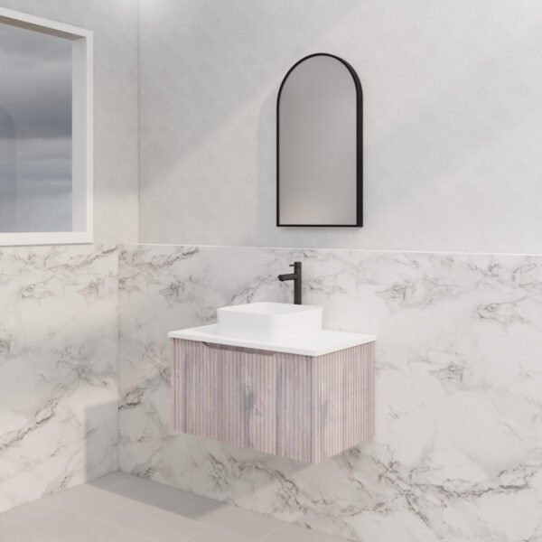 ABS RIVA WH750-WO VIENNA FLUTED WALL HUNG VANITY 750MM WHITE OAK - Urban Designs Bathroom and Kitchen