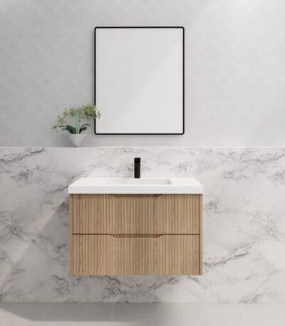 ABS RIVA WH900-AO BALI FLUTED WALL HUNG VANITY 900MM AMERICAN OAK - Urban Designs Bathroom and Kitchen