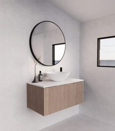 ABS RIVA WH900-AO VIENNA FLUTED WALL HUNG VANITY 900MM AMERICAN OAK - Urban Designs Bathroom and Kitchen