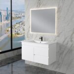 ABS RIVA WH900-GW LESS WALL HUNG VANITY 900MM LEFT/RIGHT HAND DRAWERS GLOSS WHITE - Urban Designs Bathroom and Kitchen