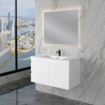 ABS RIVA WH900-GW LESS WALL HUNG VANITY 900MM LEFT/RIGHT HAND DRAWERS GLOSS WHITE - Urban Designs Bathroom and Kitchen