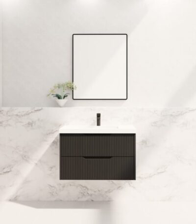 ABS RIVA WH900-MB BALI FLUTED WALL HUNG VANITY 900MM MATTE BLACK - Urban Designs Bathroom and Kitchen