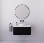 ABS RIVA WH900-MB BERGEN CURVE FLUTED WALL HUNG VANITY 900MM MATTE BLACK - Urban Designs Bathroom and Kitchen