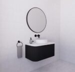 ABS RIVA WH900-MB BERGEN CURVE FLUTED WALL HUNG VANITY 900MM MATTE BLACK - Urban Designs Bathroom and Kitchen