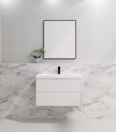 ABS RIVA WH900-MW BALI FLUTED WALL HUNG VANITY 900MM MATTE WHITE - Urban Designs Bathroom and Kitchen