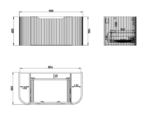 ABS RIVA WH900-MW BERGEN CURVE FLUTED WALL HUNG VANITY 900MM MATTE WHITE - Urban Designs Bathroom and Kitchen