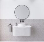 ABS RIVA WH900-MW BERGEN CURVE FLUTED WALL HUNG VANITY 900MM MATTE WHITE - Urban Designs Bathroom and Kitchen