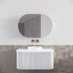 ABS RIVA WH900-MW BERGEN CURVE FLUTED WALL HUNG VANITY 900MM MATTE WHITE - Urban Designs Bathroom and Kitchen