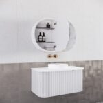 ABS RIVA WH900-MW BERGEN CURVE FLUTED WALL HUNG VANITY 900MM MATTE WHITE - Urban Designs Bathroom and Kitchen