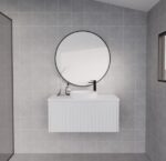ABS RIVA WH900-MW VIENNA FLUTED WALL HUNG VANITY 900MM MATTE WHITE - Urban Designs Bathroom and Kitchen