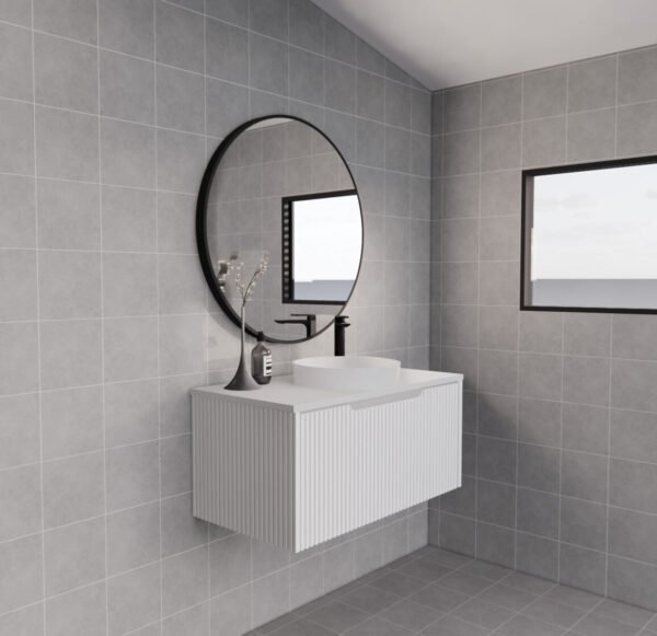 ABS RIVA WH900-MW VIENNA FLUTED WALL HUNG VANITY 900MM MATTE WHITE - Urban Designs Bathroom and Kitchen