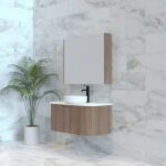 ABS RIVA WH900-ST BERGEN CURVE FLUTED WALL HUNG VANITY 900MM SOLID TIMBER FINISH - Urban Designs Bathroom and Kitchen