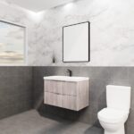 ABS RIVA WH900-WO BALI FLUTED WALL HUNG VANITY 900MM WHITE OAK - Urban Designs Bathroom and Kitchen