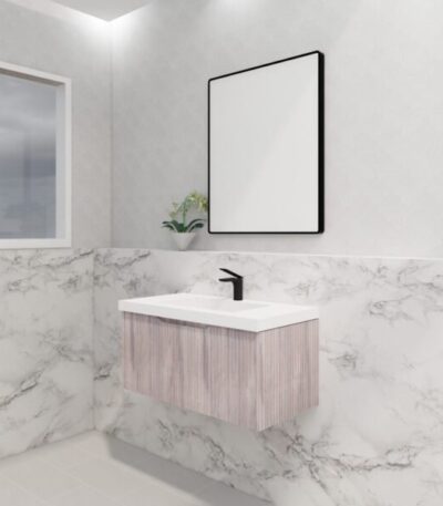 ABS RIVA WH900-WO VIENNA FLUTED WALL HUNG VANITY 900MM WHITE OAK - Urban Designs Bathroom and Kitchen