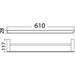 ACL 7302-610 DOVE DOUBLE TOWEL RAIL 600MM CHROME - Urban Designs Bathroom and Kitchen