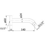 ACL PHD1003A ROUND CURVED SHOWER ARM CHROME - Urban Designs Bathroom and Kitchen