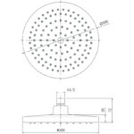 ACL PRP1052-N OTUS ROUND PLASTIC SHOWER HEAD 200MM CHROME - Urban Designs Bathroom and Kitchen