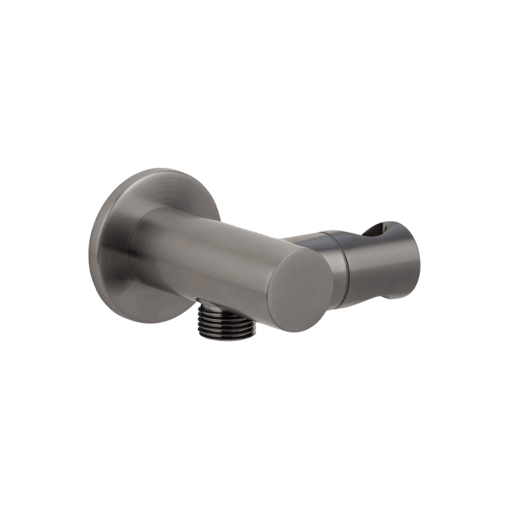 Adjustable Hand Shower Holder and BP - Brushed Gunmetal