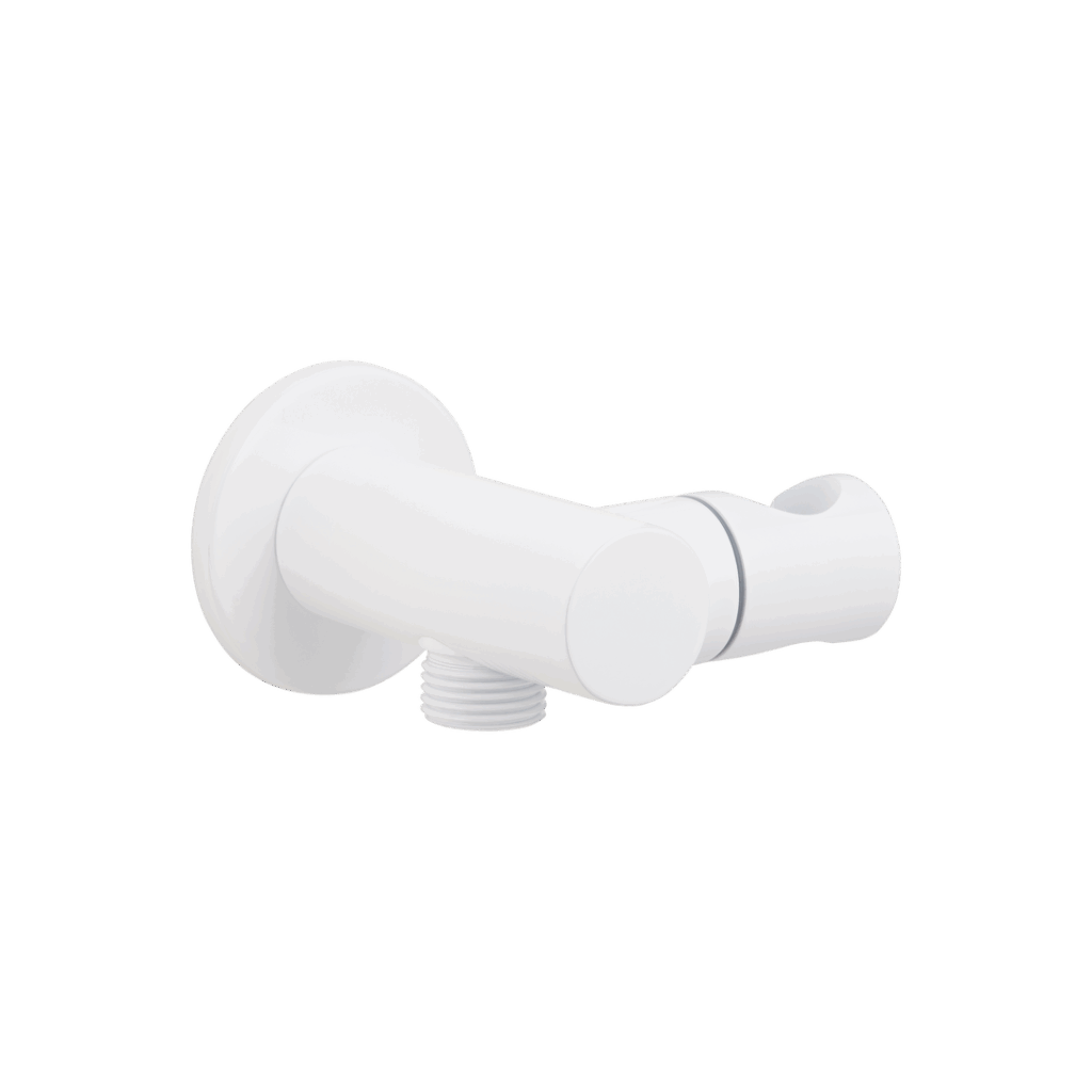 Adjustable Hand Shower Holder & BP - White