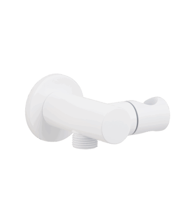 Adjustable Hand Shower Holder & BP - White