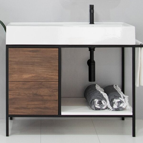 ADP ANTONIO FLOOR MOUNT VANITY METAL FRAME WITH ITALIAN SCARABEO CERAMIC TOP - Urban Designs Bathroom and Kitchen