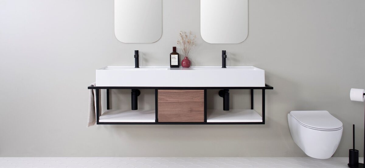 ADP ANTONIO WALL HUNG VANITY METAL FRAME WITH ITALIAN SCARABEO CERAMIC TOP - Urban Designs Bathroom and Kitchen