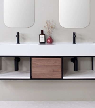 ADP ANTONIO WALL HUNG VANITY METAL FRAME WITH ITALIAN SCARABEO CERAMIC TOP - Urban Designs Bathroom and Kitchen