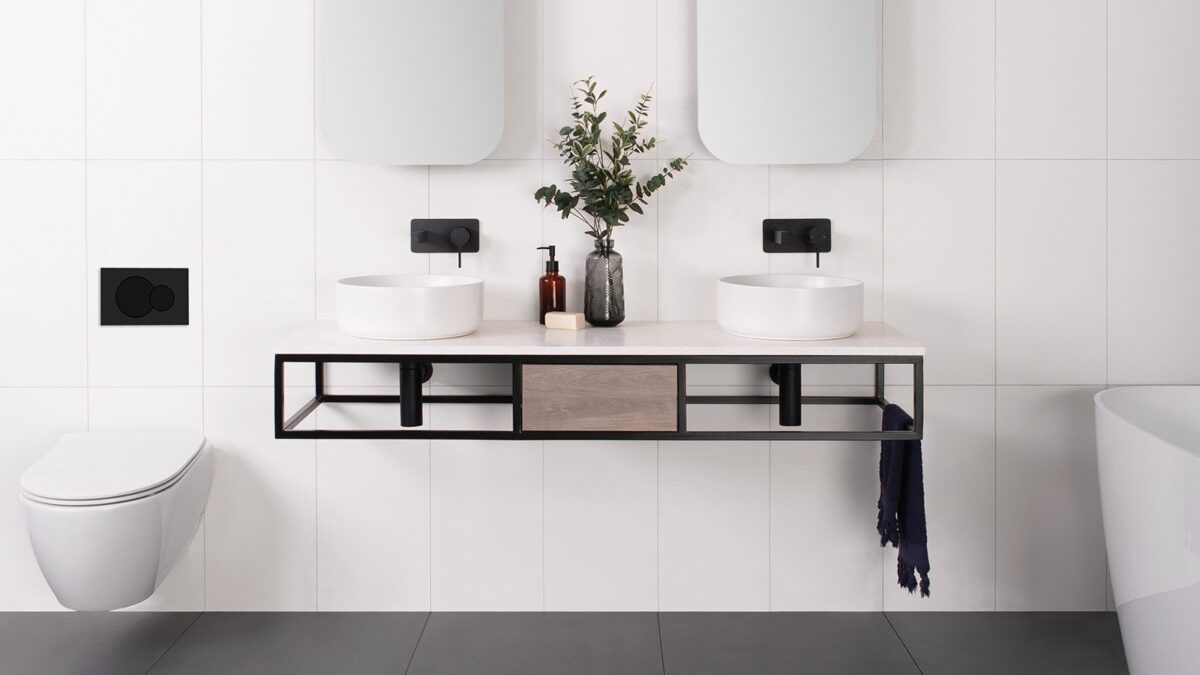 ADP COBALT QUARTZ WALL HUNG VANITY METAL FRAME WITH BENCHTOP - Urban Designs Bathroom and Kitchen
