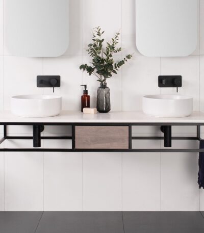 ADP COBALT QUARTZ WALL HUNG VANITY METAL FRAME WITH BENCHTOP - Urban Designs Bathroom and Kitchen