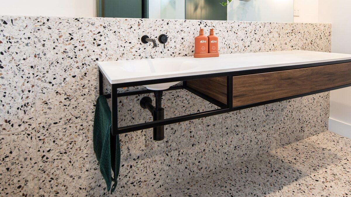 ADP COBALT WALL HUNG VANITY METAL FRAME WITH SOLID SURFACE MOULDED TOP - Urban Designs Bathroom and Kitchen