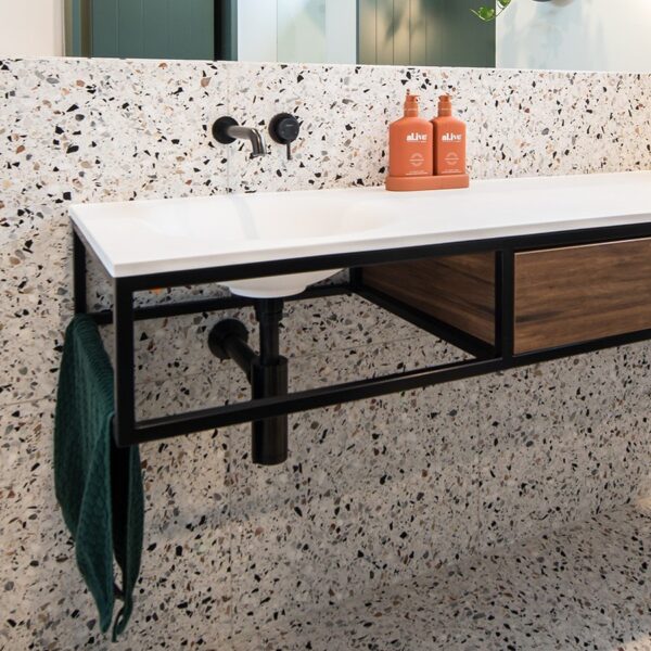ADP COBALT WALL HUNG VANITY METAL FRAME WITH SOLID SURFACE MOULDED TOP - Urban Designs Bathroom and Kitchen