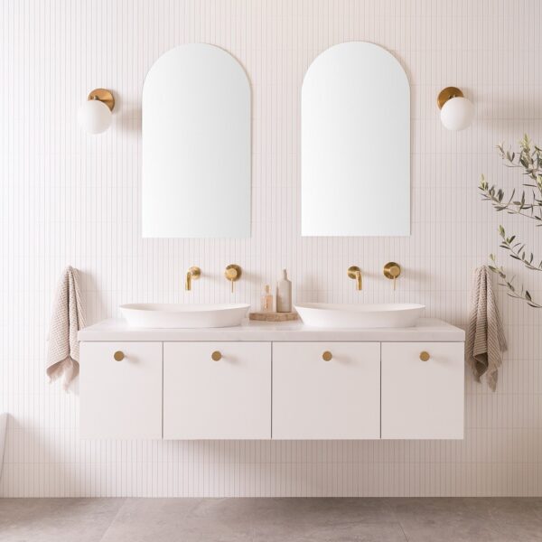 ADP GLACIER FULL DEPTH TWIN DOOR & DRAWER WALL HUNG VANITY WITH BENCHTOP - Urban Designs Bathroom and Kitchen