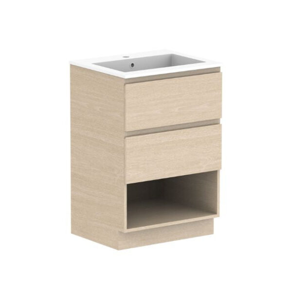 ADP Glacier Lite Shelf Twin Floor Standing Vanity with Cast Marble Top