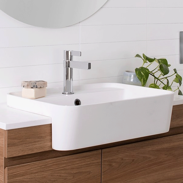 ADP Miya 550 x 390 Semi-Recessed Basin White