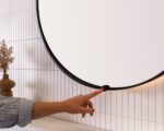 ADP SMSER7575BK SERA ROUND FRAMED LED MIRROR 750x750 MATTE BLACK - Urban Designs Bathroom and Kitchen