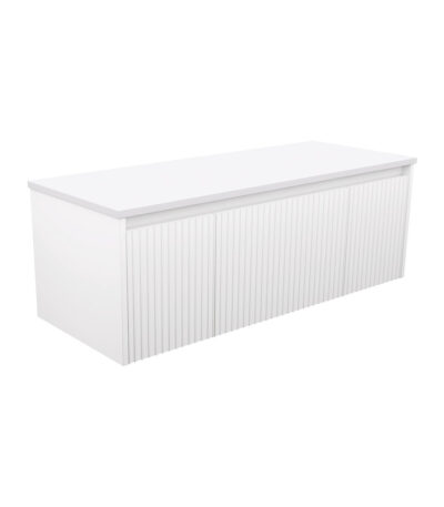 Alina Fluted Satin White 1200 Wall-Hung Cabinet