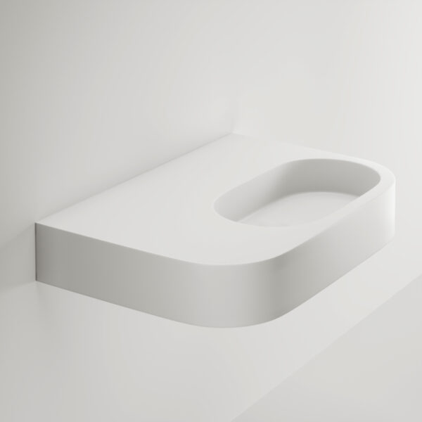 Aliro Accessible Wall-Mounted Basin - Left Shelf - Gloss White