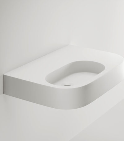 Aliro Accessible Wall-Mounted Basin - Right Shelf - Gloss White