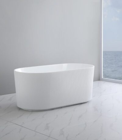 Ally Groove - Oval Freestanding Bathtub - Gloss White - 1700mm | AGV1700GW