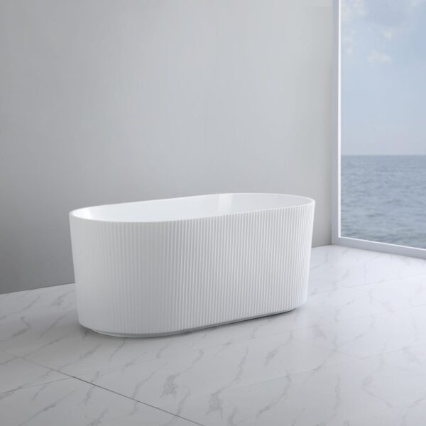 Ally Groove - Oval Freestanding Bathtub - Gloss White - 1700mm | AGV1700GW