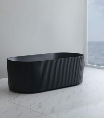 Ally Groove - Oval Freestanding Bathtub - Matt Black - 1700mm | AGV1700MB