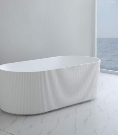 Ally Groove - Oval Freestanding Bathtub - Matt White - 1700mm | AGV1700MW