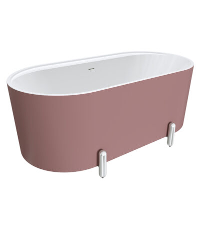 Aluca Freestanding Bath, 1500mm Matte Rouge with Chrome Legs with overflow