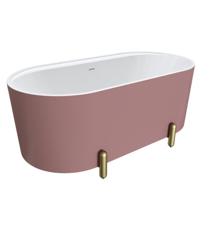 Aluca Freestanding Bath, 1500mm Matte Rouge with Urban Brass Legs with overflow
