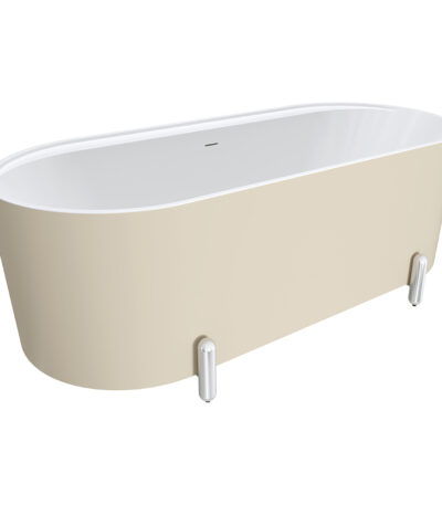 Aluca Freestanding Bath, 1700mm Matte Khaki with Chrome Legs with overflow