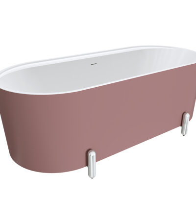 Aluca Freestanding Bath, 1700mm Matte Rouge with Chrome Legs with overflow