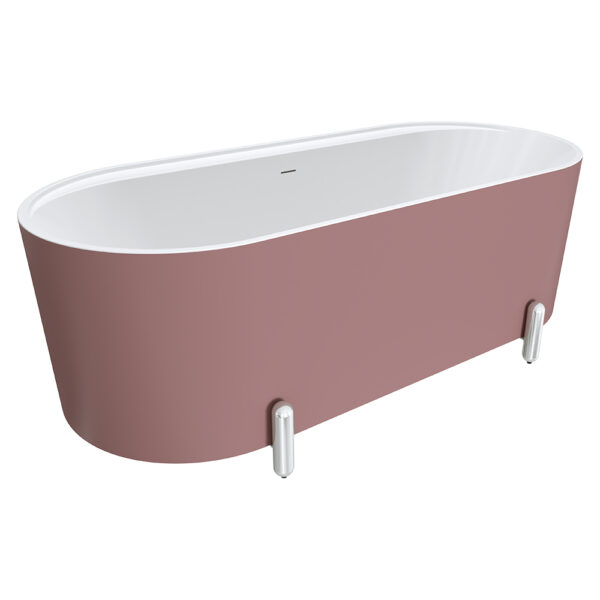 Aluca Freestanding Bath, 1700mm Matte Rouge with Chrome Legs with overflow