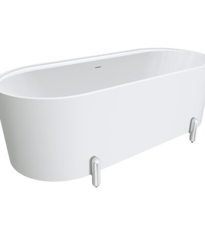 Aluca Freestanding Bath, 1700mm Matte White with Chrome Legs
