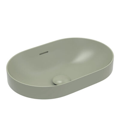 Aluca Pill Ceramic Semi-Inset Basin, Olive